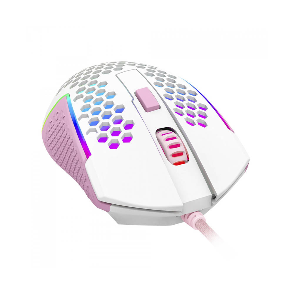 Mouse Gamer Redragon Reaping Elite 32000dpi 6 Botões RGB Branco e Rosa - M987WP-P
