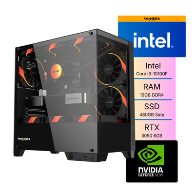 Computador Gamer Truedata Intel Core I3-10100f 3.6Ghz 16gb Ddr4 Ssd 480Gb  Rtx 3050 6Gb Fonte 500W