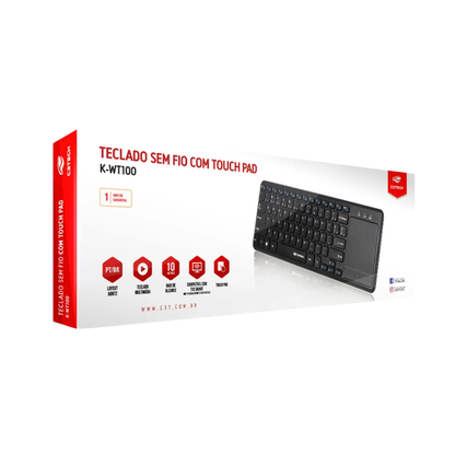 Teclado Sem Fio C3Tech Touchpad Smart Tv Preto - WT200Bk