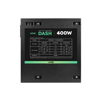 Fonte Real Atx Gamer Vinik Dash 400w Bivolt Preto - VFG400WPV3 Truedata