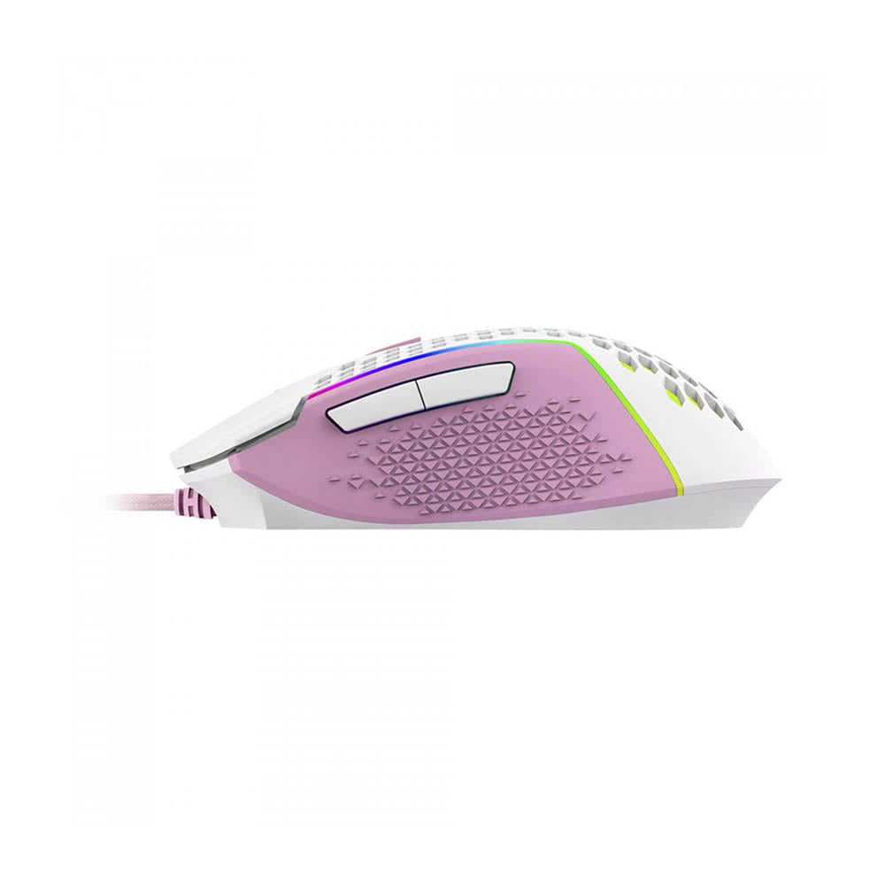 Mouse Gamer Redragon Reaping Elite 32000dpi 6 Botões RGB Branco e Rosa - M987WP-P
