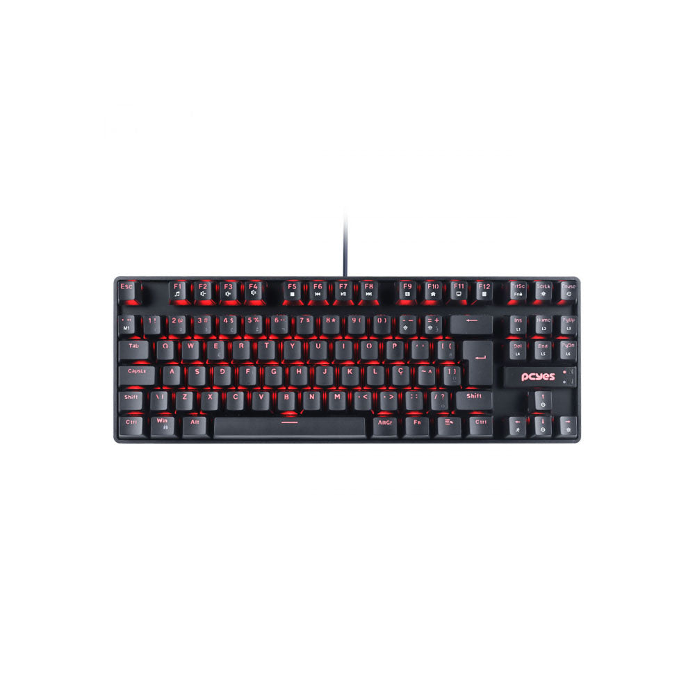 Teclado Gamer Mecanico PCYes TKL Neron Outemu Blue Hotswap Led Vermelho - PNOHBLV