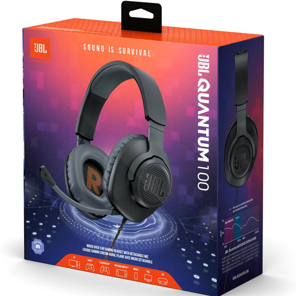 Headset Gamer Jbl Quantum 100 M2 P3 C/ Microfone Removível Preto - JBLQTUM100M2BLK