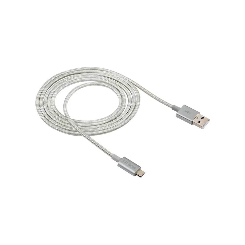 Cabo Usb-A Macho P/ Micro Usb Macho 1,5mt Intelbras em Nylon Branco 15NB - 4830066