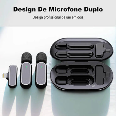 Microfone Sem Fio Wireless Lapela Tipo C Out Vision C/ 2 Microfones e Base de Carregamento