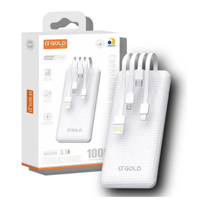 Carregador Portátil Power Bank AGold 10000Mah Multiconexões Preto - BTE-80A