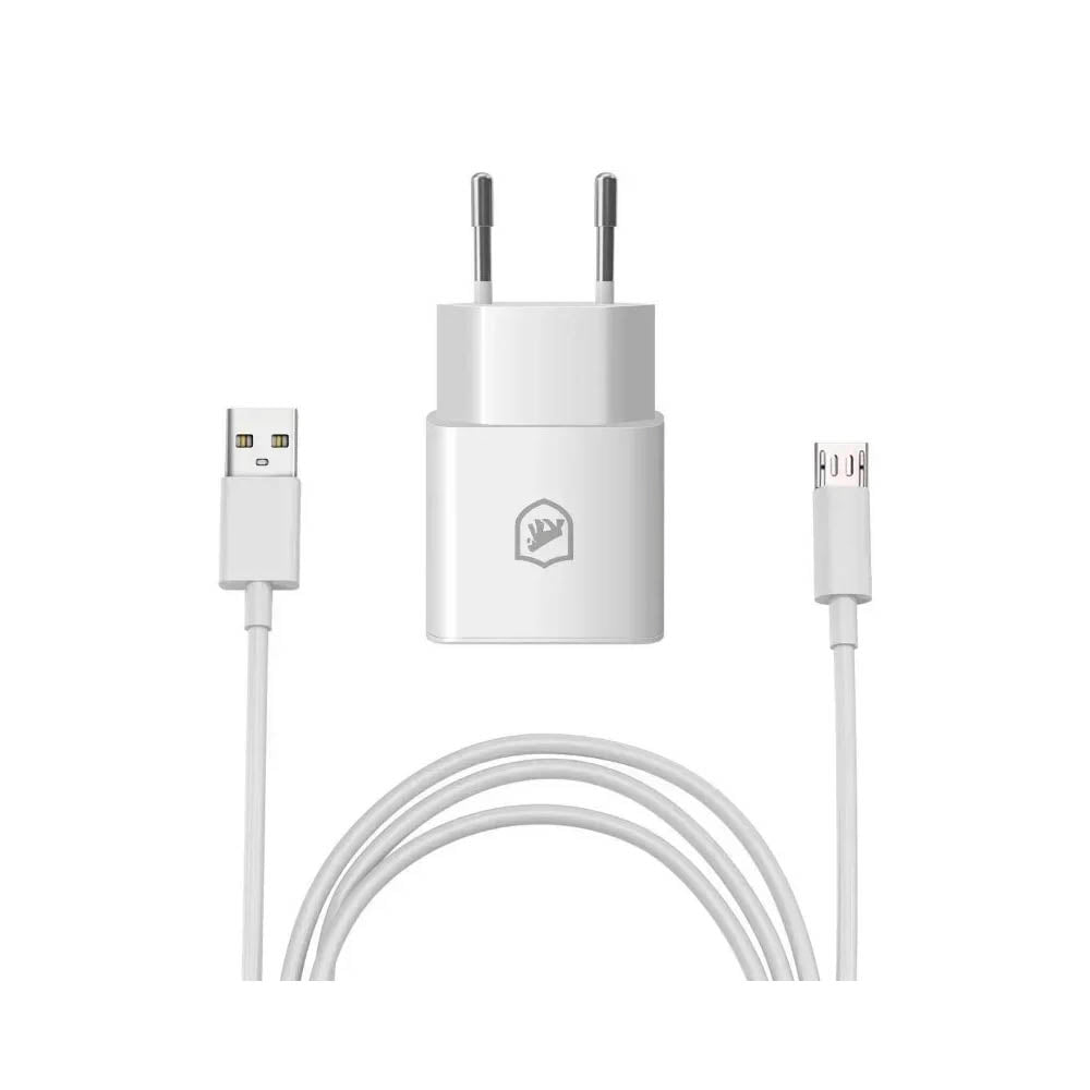 Kit Carregador de Parede USB + Cabo Micro USB V8 Nano Mob 1m GShield Branco - GS-4992