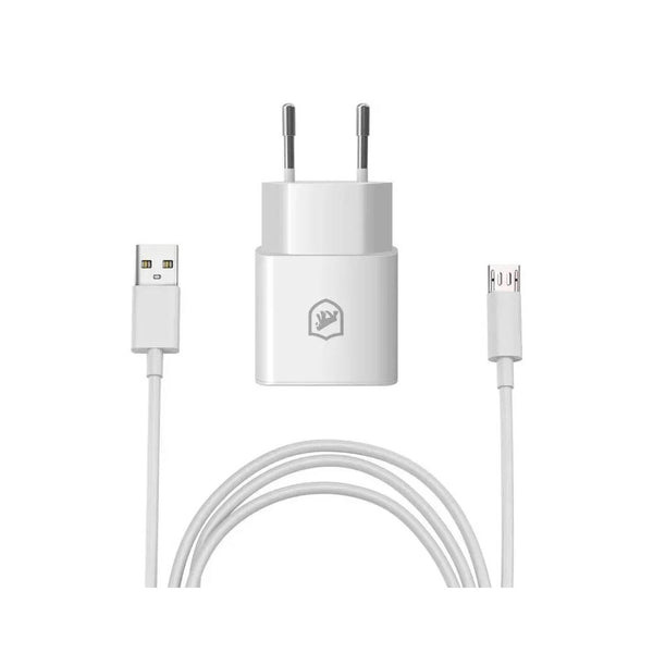 Kit Carregador de Parede USB + Cabo Micro USB V8 Nano Mob 1m GShield Branco - GS-4992