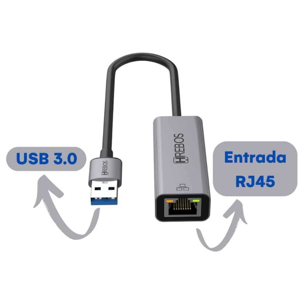 Adaptador Usb Para Rj45 10/100/1000 2.5Gb Hrebos Ad-216