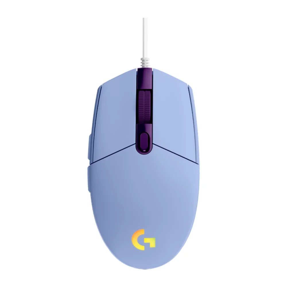 Mouse Gamer Logitech G203 LightSync 6 Botões 8000dpi Lilás C/ Rgb - 910-005852