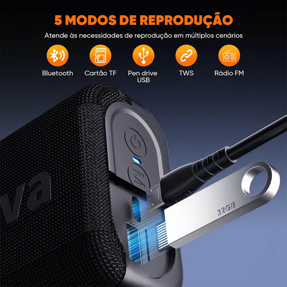 Caixa de Som Portátil Bluetooth Inova Go 3 Bluetoth, USB, Cartão de Memória, Azul Marinho - RAD12417
