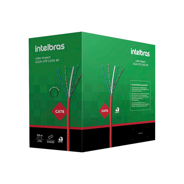 Cabo De Rede U/UTP 4 Pares Cat6 Impact Giga Intelbras IG6CAZ - Venda em Metros