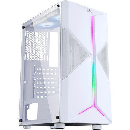 Gabinete Gamer Fortrek Mid Tower Holt Rgb Com lateral em Acrilico Branco - 80524