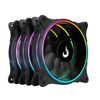 Kit 3x Cooler Fan  Rise Mode Laser ARGB  Preto 120mm  + Controladora  - RM-RGB-05-5V