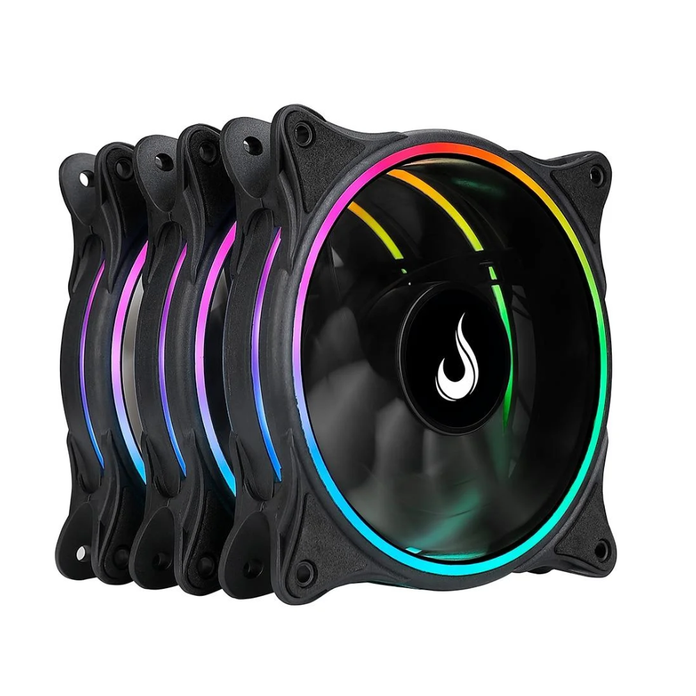 Kit 3x Cooler Fan  Rise Mode Laser ARGB  Preto 120mm  + Controladora  - RM-RGB-05-5V