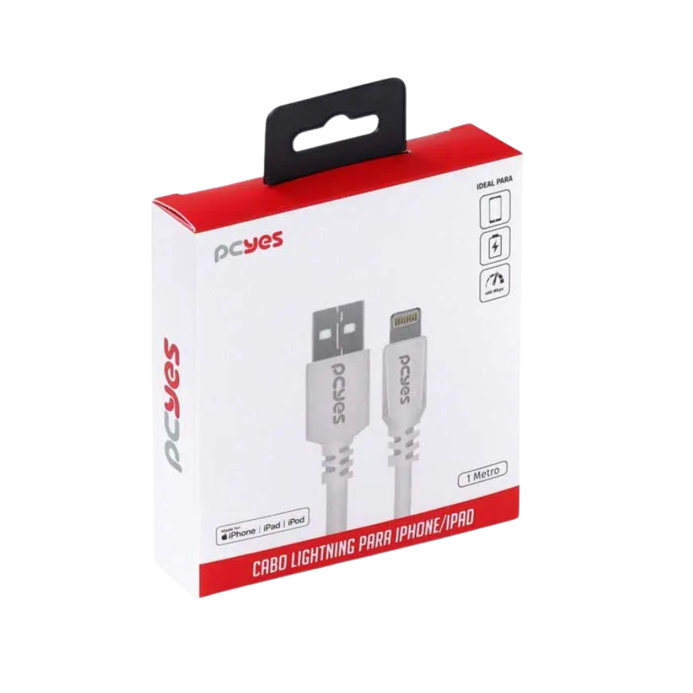 Cabo Usb Para Lightning (Iphone) 1mt PCYes Branco - PUALB-01