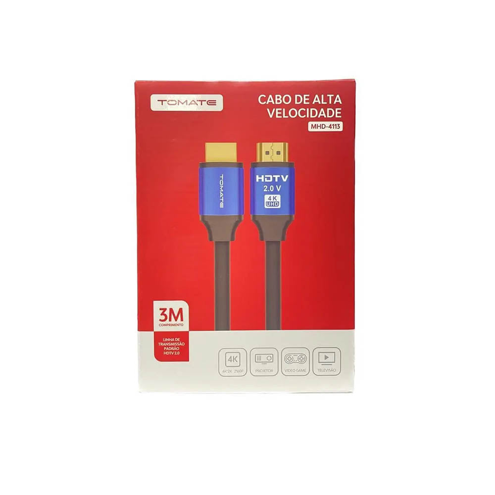 Cabo Hdmi 3mt Tomate Ultra HD 4K - MHD-4113 Truedata