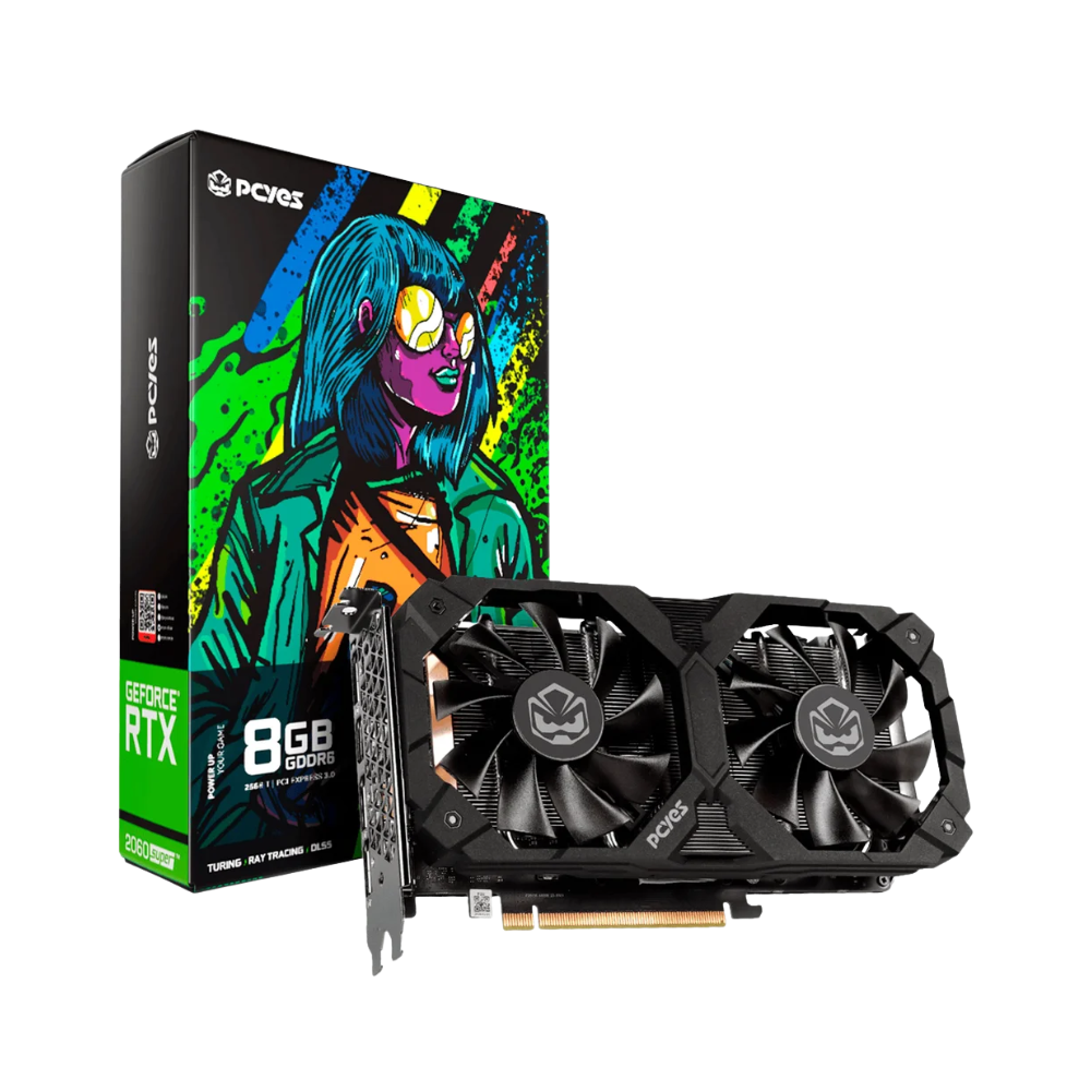 Placa De Video PcYes 8Gb RTX 2060 Gddr6 Nvidia Turing Full Size Dual Fan 256bits Hdmi 3x DisplayPort - PVR20608TIGR6DF4