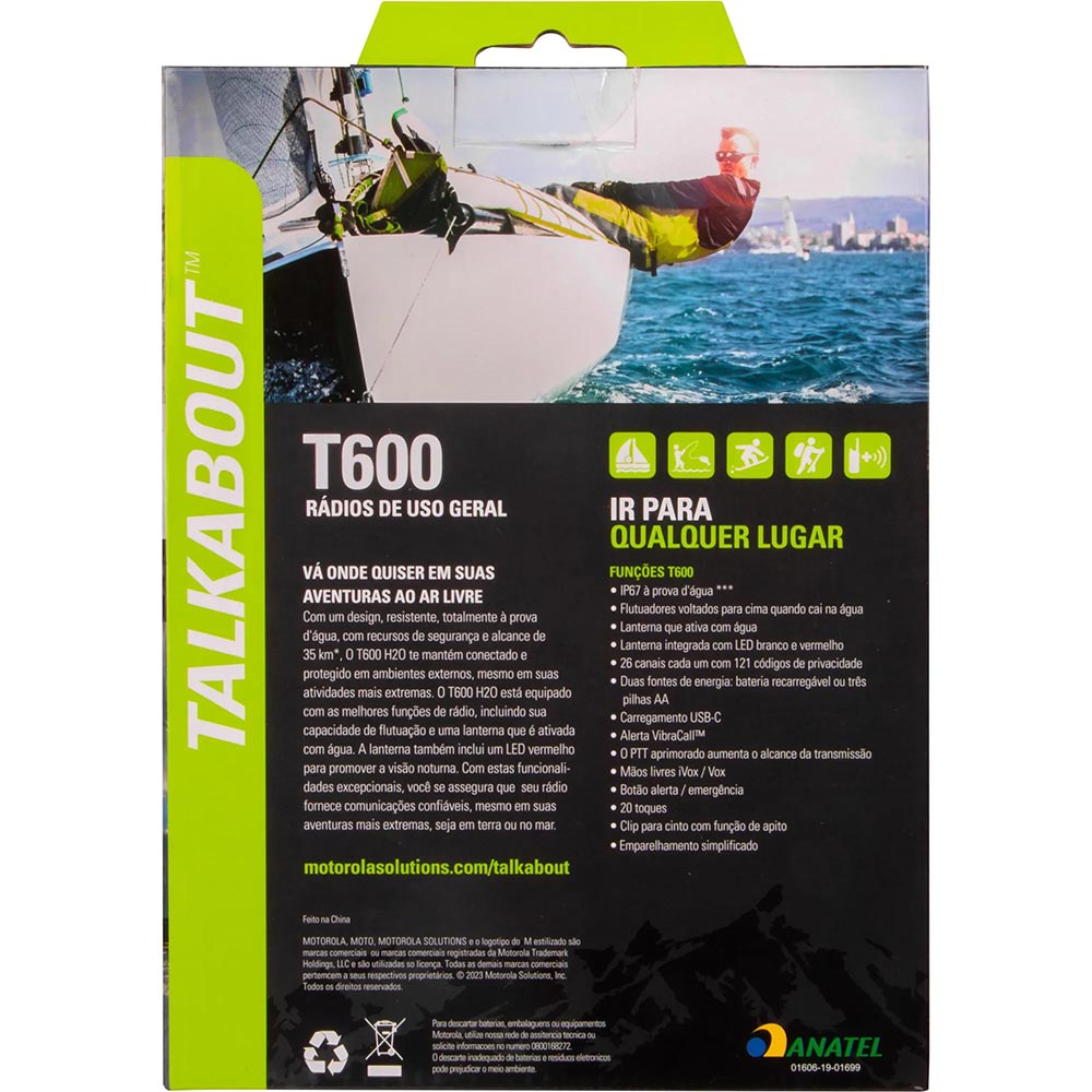 Radio De Comunicacao Walkie Talkie Motorola Talkabout T600br 35 Km Verde