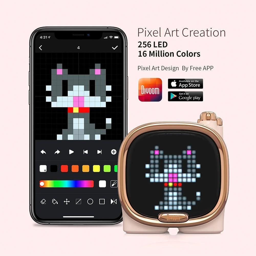 Caixa de Som Portátil Bluetooth Divoom Zooe 6W Rosa C/Interações Visuais