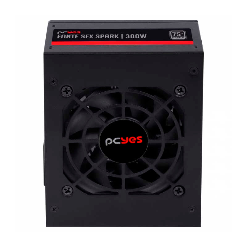 Fonte Atx para Gabinete Slim 300W PCYes SFX Real Spark 75+ Pfc Ativo Cabos Flat - SPKP300MBPT