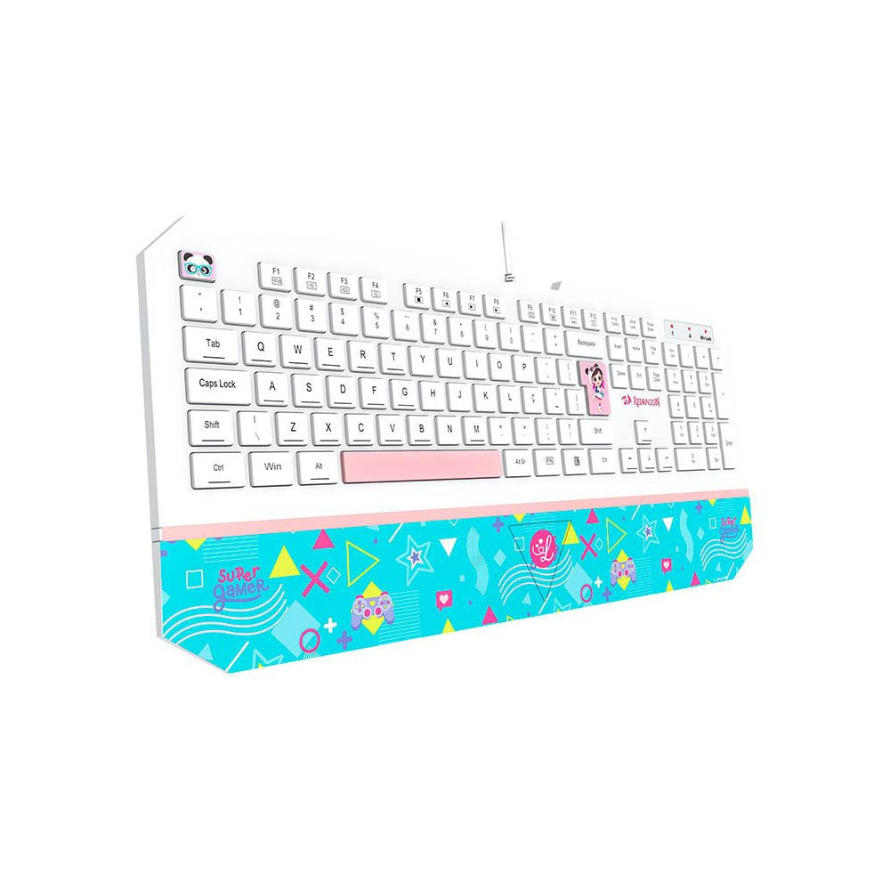 Teclado Gamer Membrana Redragon Luluca RGB Apoio de Pulso Integrado Personalizado - L502