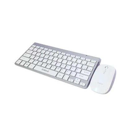 Kit Mini Teclado e Mouse Sem fio Gold USB Slim Prata - TCD-02