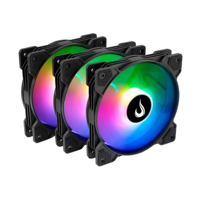Kit 3x Cooler Fan Para Gabinete  Rise Mode  Led  ARGB Preto 120mm -  RM-XLD-01-ARGB