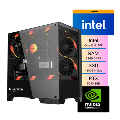 Computador Gamer Truedata Intel Core i5-14400f 3.5Ghz 32gb Ddr4 Ssd 480gb Nvme RTX 5050 8Gb Fonte 750w