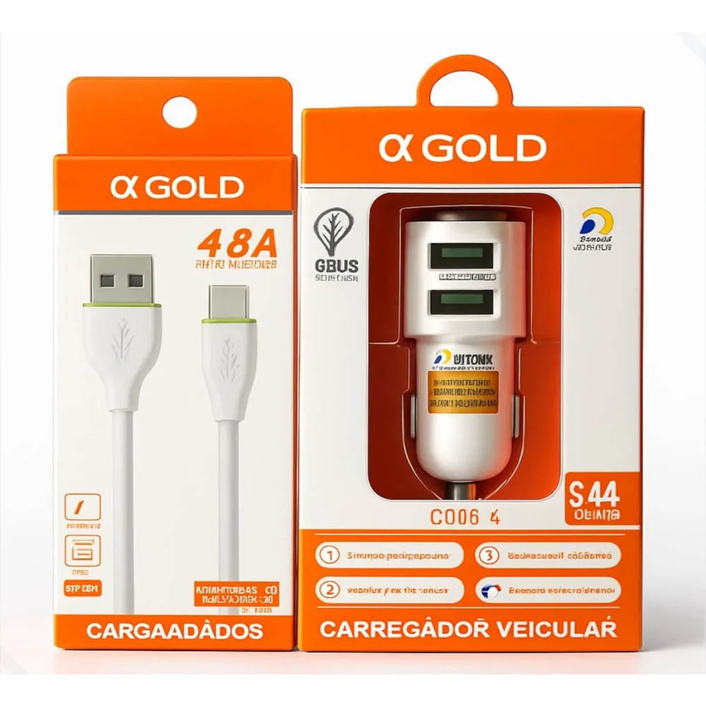 Carregador Veicular aGold C/ 2 Saídas USB 3.4A - CJ05-4