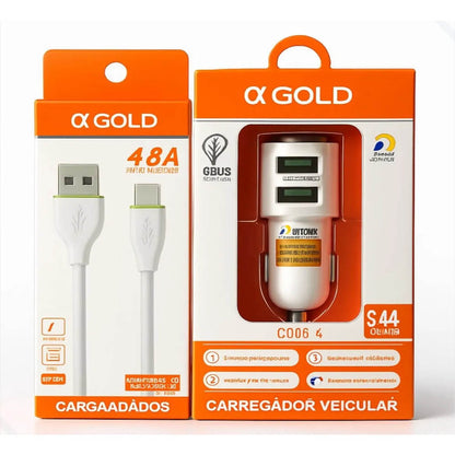 Carregador Veicular aGold C/ 2 Saídas USB 3.4A - CJ05-4