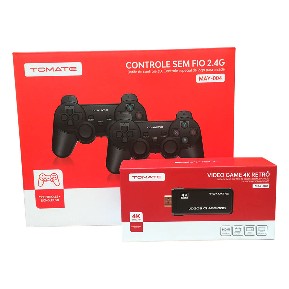 Console Video Game Retrô Stick C/ 2 Controles Wireless Tomate - MAY-004 / MAY-100