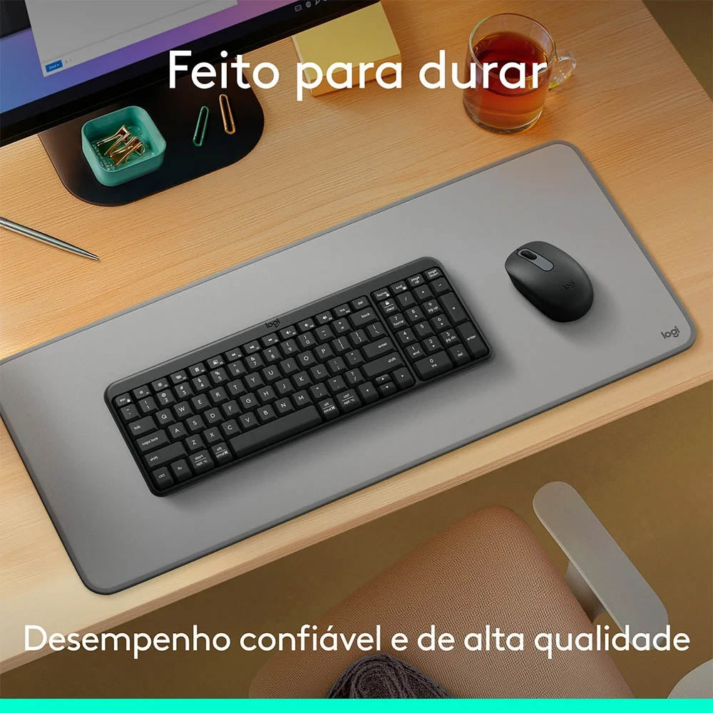 Kit Teclado E Mouse Sem Fio Bluetooth Compacto Logitech Mk250 Cinza - 920-013516