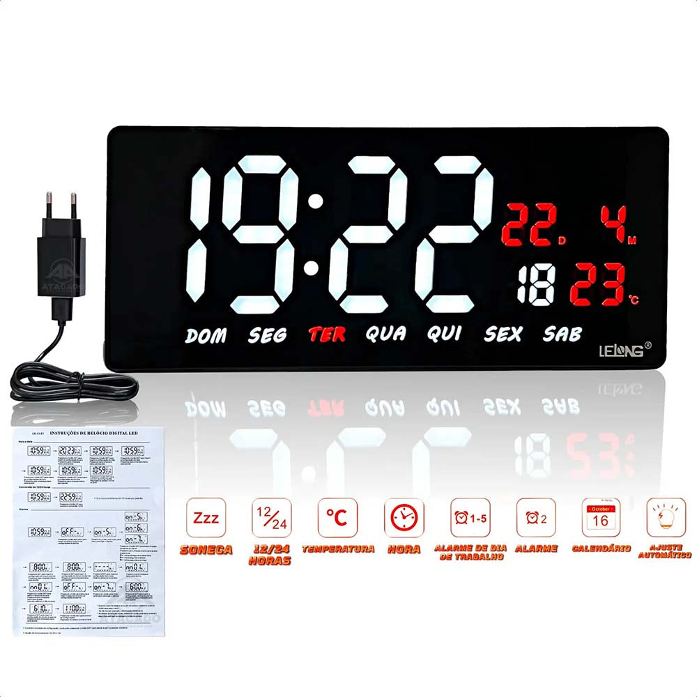 Relogio De Parede Led Digital Lelong - LE-2137