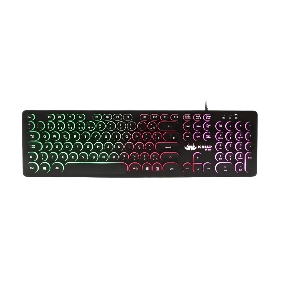 Teclado Gamer Membrana Knup USB Led Color ABNT2 Preto - KP-2059