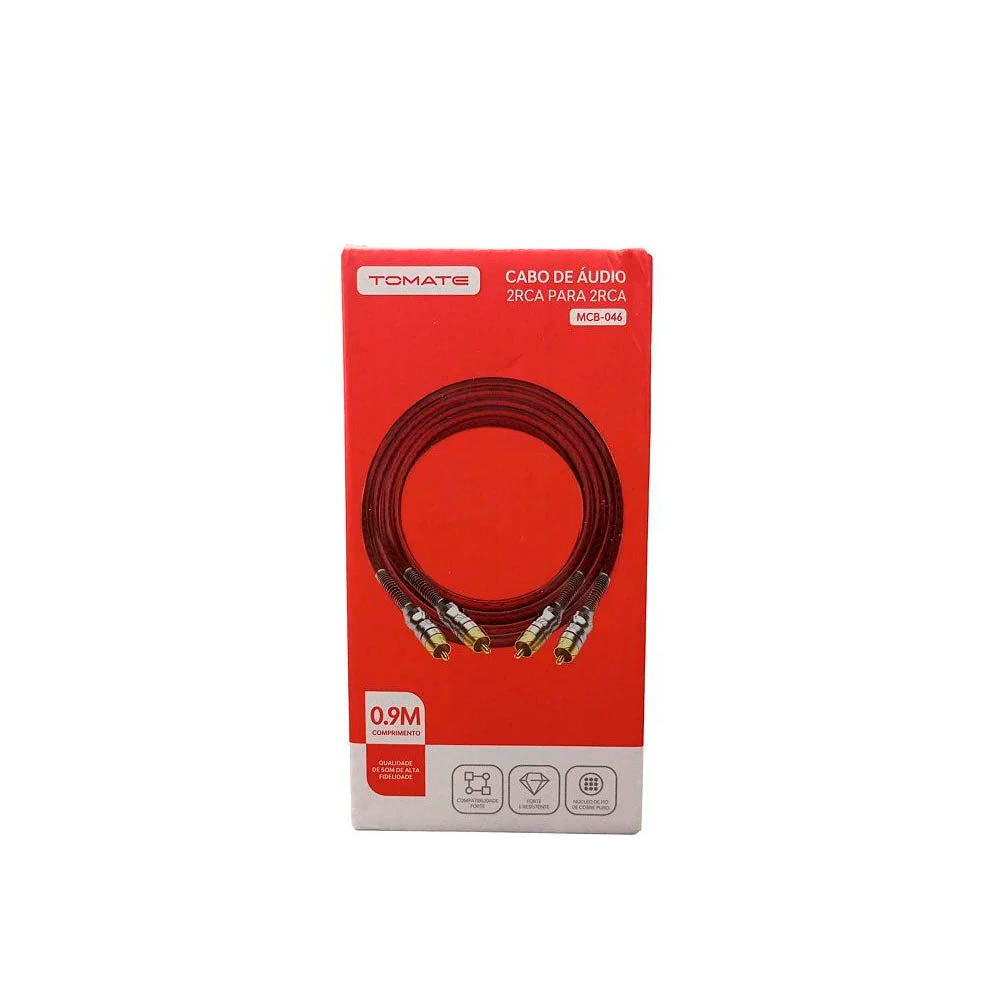Cabo de Áudio Tomate 2 RCA Para 2 RCA 0.9M Alta Fidelidade - MCB-046