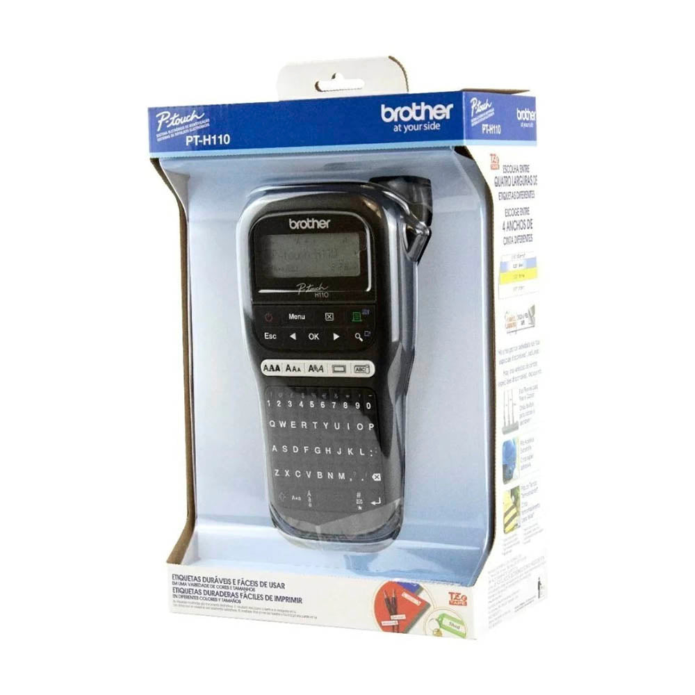 Etiquetadora Rotulador Portátil Brother PT-H110 Cinza- PTH110BK - Fita TZe