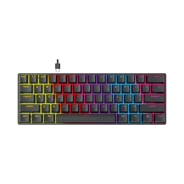 Teclado Gamer Mecanico Fantech 60% Usb-C RGB Switch Red Atom61 Preto - MK211