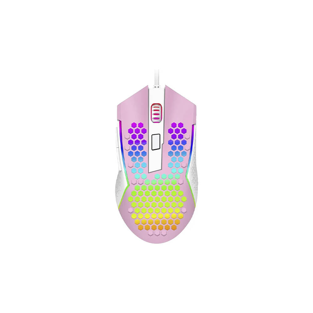 Mouse Gamer Redragon Reaping Elite 32000dpi 6 Botões RGB Rosa e Branco - M987PW-P