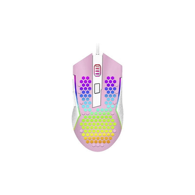Mouse Gamer Redragon Reaping Elite 32000dpi 6 Botões RGB Rosa e Branco - M987PW-P