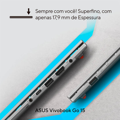 Notebook Asus Vivobook Intel Core I3-N305 4gb 128gb Ssd 15.6 Pols Prata Win11 Home - E1504GA-NJ440W