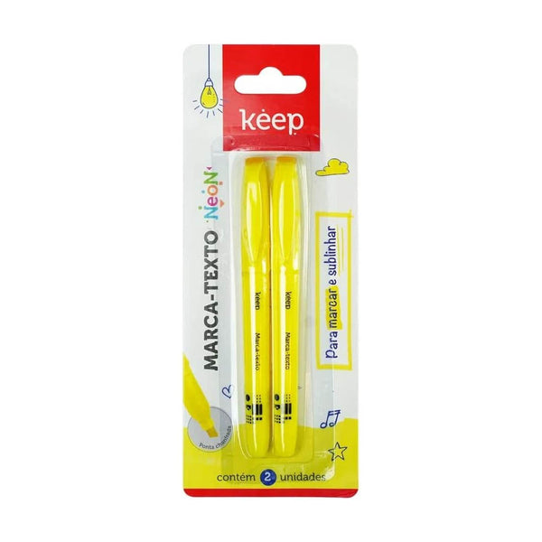 Marca Texto Amarelo Keep - Blister C/ 2 Unidades - MR068