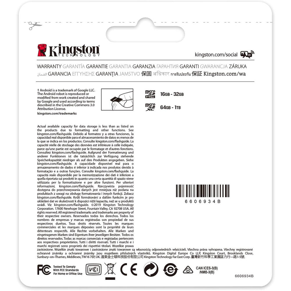 Cartão De Memória 256gb Micro Sd Card Kingston Cl 10 - SDCS2/256GB