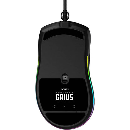 Mouse Gamer PCYes Gaius 6 Botoes 12400dpi RGB Preto - PMGGBV