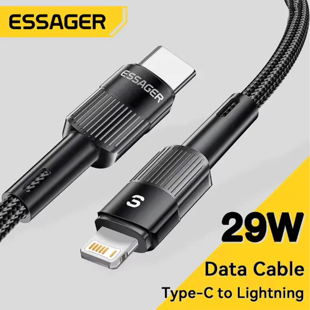 Cabo de Dados USB-C p/ Lightning Essager 29w 2mts Nylon Preto - EXCTL-XCA01-P