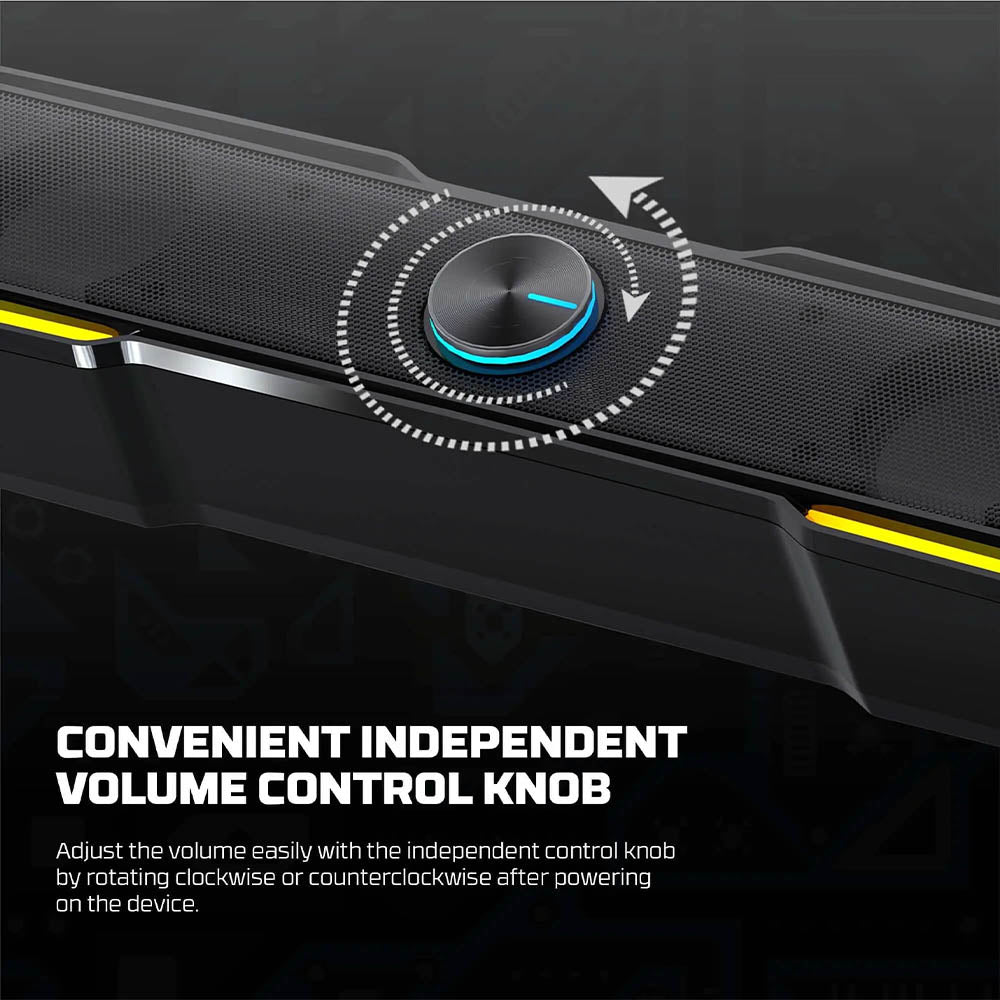 Caixa De Som Gamer Fantech Estéreo Beat Bar RGB Preta - GS305
