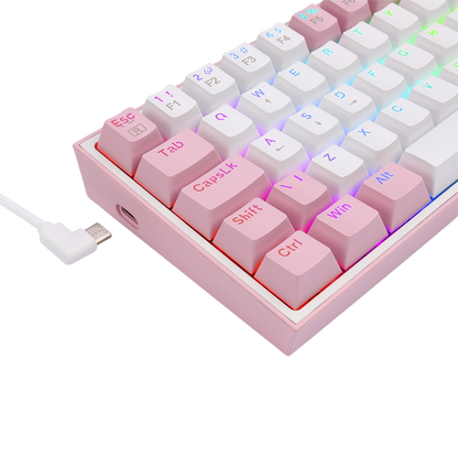 Teclado Gamer Mecânico Redragon Fizz Sakura Lollipop Branco Switch Blue - K617-RGB-WP