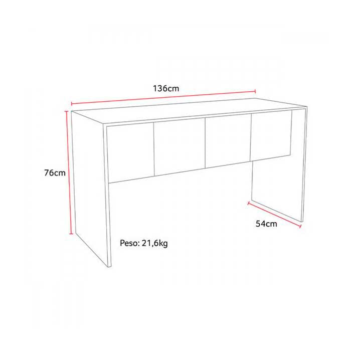 Mesa para Computador MDP/MDF 136cm Branco Fosco Multilaser - EI075