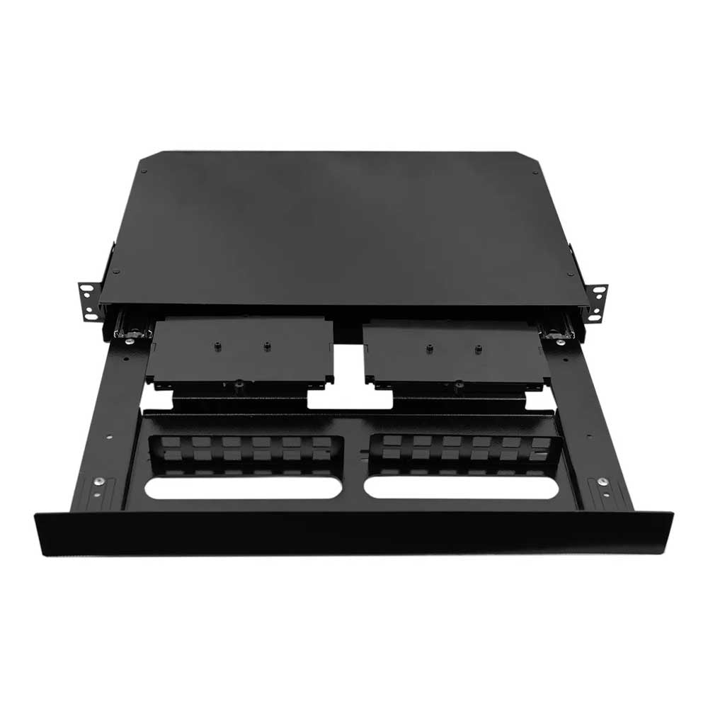 DIO Gaveta 1U 19" 24FO SC Preto C/ 2 Bandejas Flexmedia - DIO/24 SC