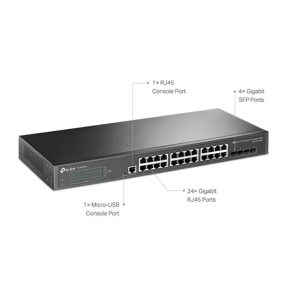 Switch 24 Portas Gigabit 10/100/1000 + 4 Portas SFP Tp-Link Gerenciavel - TL-SG3428 Truedata